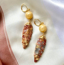 Load image into Gallery viewer, Aragonite and Bloodstone Earrings
