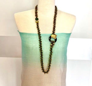 Agate and Black Onyx Creole Necklace