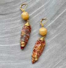 Load image into Gallery viewer, Aragonite and Bloodstone Earrings
