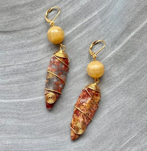 Aragonite and Bloodstone Earrings