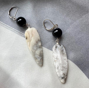 Black Onyx and Bloodstone Earrings