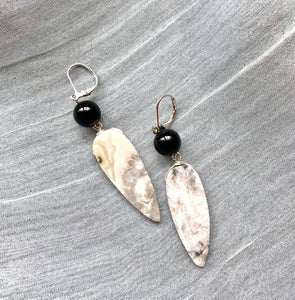 Black Onyx and Bloodstone Earrings