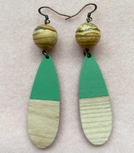 Load image into Gallery viewer, Picture Jasper with Vintage Turquoise Resin &amp; Wood Earrings
