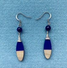 Load image into Gallery viewer, Sodalite with Wood &amp; Indigo Resin Earrings - ER002
