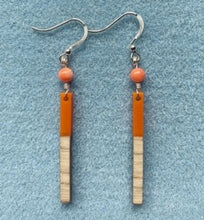 Load image into Gallery viewer, Coral with Tangerine Resin &amp; Wood Drop Earring
