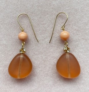 Coral with Salmon Resin Earrings