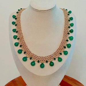 Green Onyx Hearts Necklace