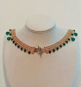 Green Onyx Hearts Necklace