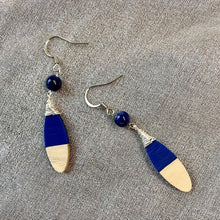 Load image into Gallery viewer, Sodalite with Wood &amp; Indigo Resin Earrings - ER002
