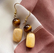 Load image into Gallery viewer, Tigereye and Aragonite Earrings
