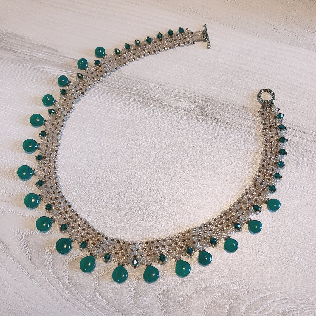 Green Onyx Hearts Necklace